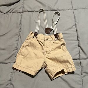 Baby B Gosh Khaki Suspender Shorts Baby Boy Size 12M Preppy Tan